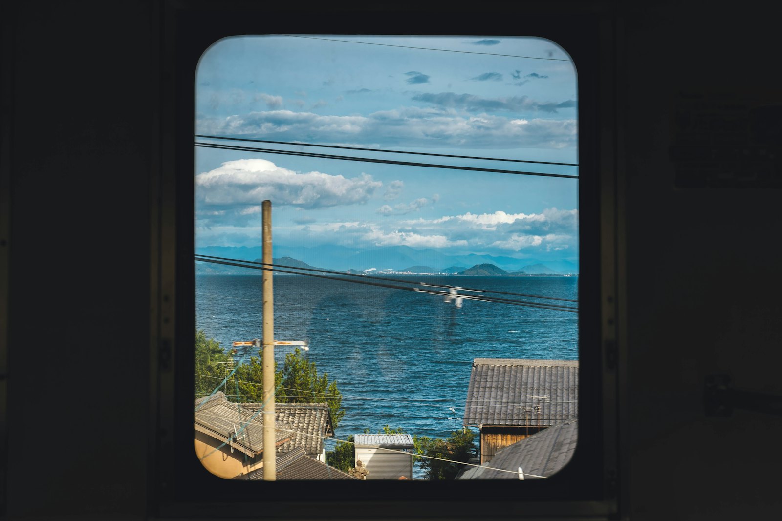 The sea seen through a train window
